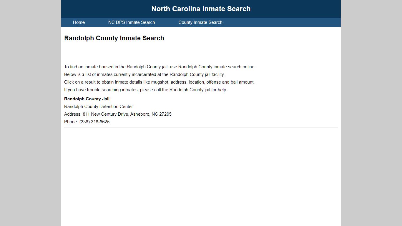 Randolph County Inmate Search